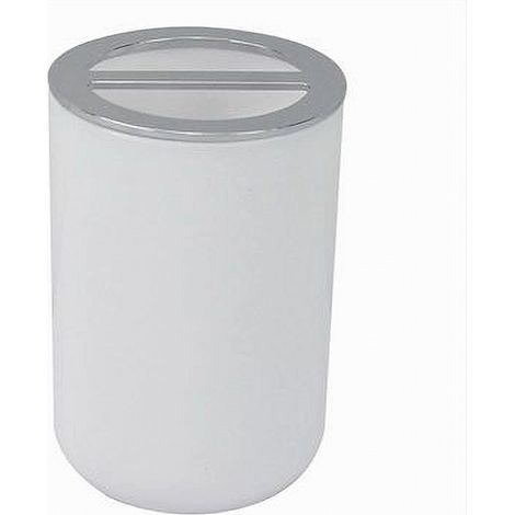Cleafe - Portaspazzolini Bicchiere Accessori Bagno 2 Fori Bianco Silver Contenitore 79863 - (1/2)