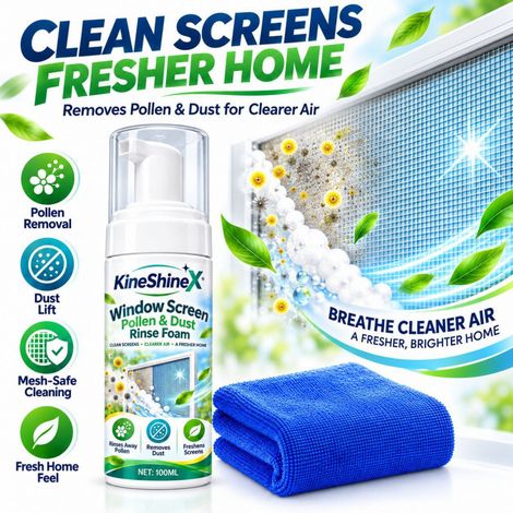 KineShineX Fenstergitter-Reinigungsschaum 100 ml Pollen- und Staubreinigungs- und Pflegemittel für Fenster- und Türgitter (1/5)