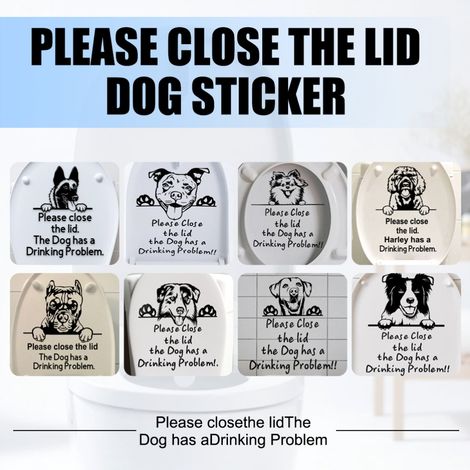 Autocollants WC Chien Cartoon pour Déco Amusante - Adhésifs Sièges Toilette et Art Mural Vinyle