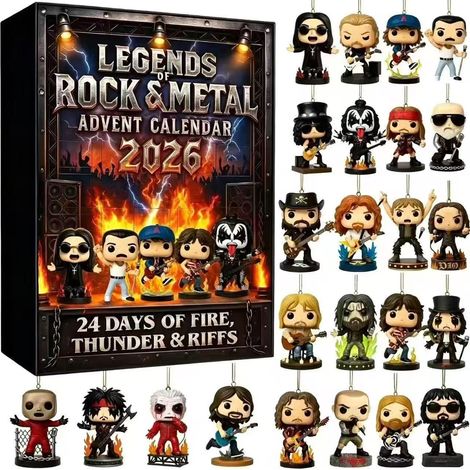 Calendrier de l'Avent Légendes Rock & Metal - Boîte surprise Groupe de Rock (Acrylique)