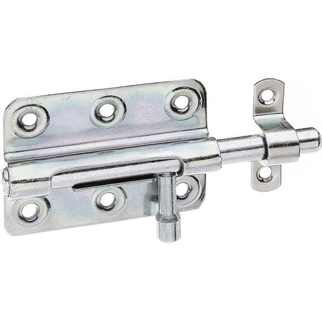 Verrou de box avec poignée ronde et gâche attachée passivé platine 80 x 59 mm boulon Ø 10 mm longueur totale 125 mm (1/2)