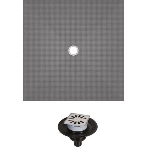 Receveur de douche à carreler 150 x 150 WEDI Fundo Primo carré écoulement centrée + bonde verticale