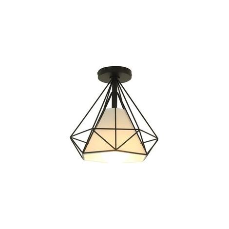 Lampadario industriale vintage a sospensione in metallo nero e oro con attacco E27, lampadario moderno, per corridoio, cucina, hotel, ristorante, bar. (Nero)-Crezuo