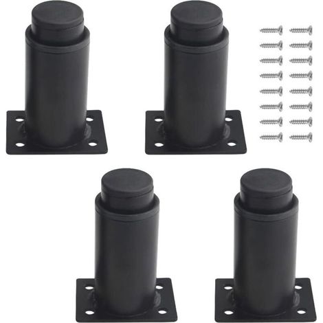 (8 à 12 cm, noir)Lot de 4 pieds de meubles réglables en métal robuste pour table, lit, canapé (1/5)