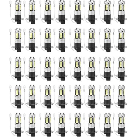 Kit de 40 ampoules LED H3 ultra-lumineuses pour feux de brouillard et feux de jour (DRL), blanc 6000K (1/5)