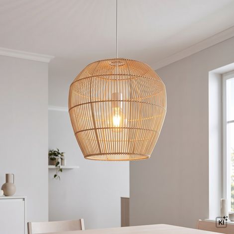 Pendelleuchte Boho E27 Ø 43 cm rund H: max. 160 cm Modern Bambus Hängelampe (1/5)