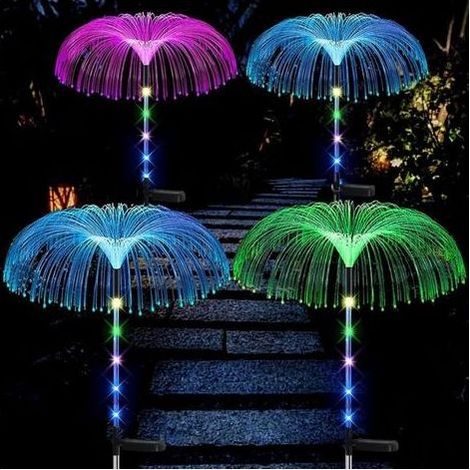 DBBEGK Lampes solaires de jardin, lot de 2, tubes en acier inoxydable, double couche, étoiles et lune, avec LED, étanches IP65, idéales pour pelouses, trottoirs, terrasses, balcons et décorations pays (1/4)