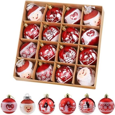 Ornements de Boule à Suspendre - - 16pcs - Rouge - 6CM - Incassables (1/4)