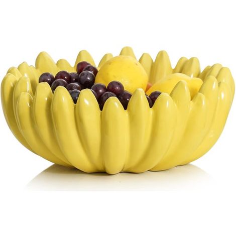 Grande fruttiera per il piano di lavoro, cestino per frutta in ceramica a forma di banana da 25,4 cm (10 pollici), ciotola a forma di chiave per il tavolino, decorativa (1/4)