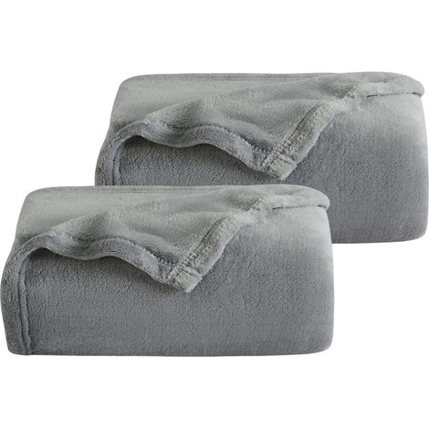 SWANEW Coperta a quadri 2x - Grigio scuro 220x240cm - Morbida e resistente - Tutte le stagioni (1/5)