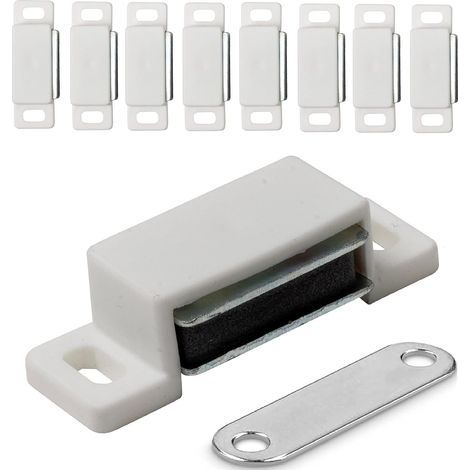 Loquets Magnetiques de Porte pour Meuble, Portes, Armoires 10 pièces Fermeture Magnétique avec Aimants pour Placards et Cabinets Charnières Magnétiques Blanc (1/5)