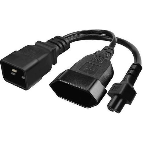 Câble adaptateur en Y IEC320-C20 mâle vers IEC320-C5 + EU4,0 mm femelle (1/5)