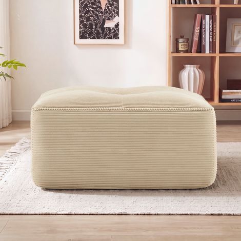 Cordelia Ottoman en velours côtelé beige (1/5)