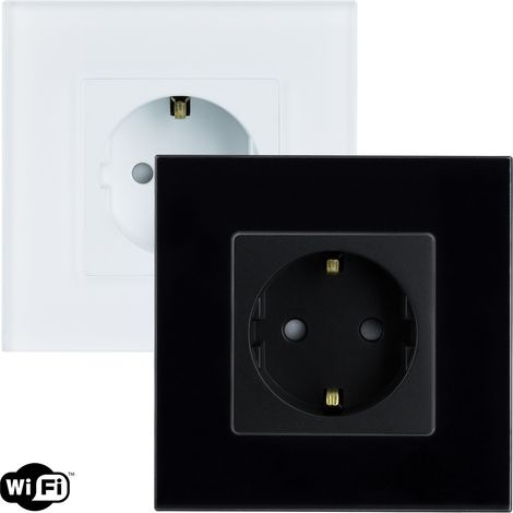 Presa Tipo F Schuko Wi-Fi Con Cornice in Vetro Modern Nero