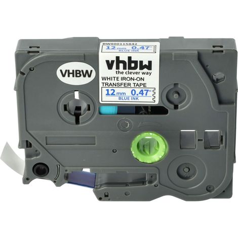vhbw 1x Label Tape compatible with Brother PT D600, D600VP, D450, D450VP, D400VP Label Printer 4m x 12 mm, Blue on White, Iron-On (1/4)