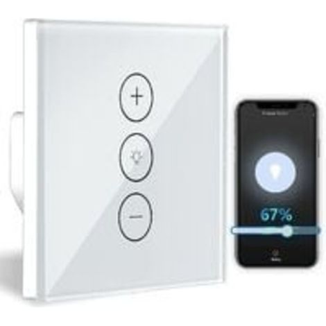 Interrupteur variateur, variateur de lumière WiFi à Fonction de pourcentage avec Fonction de synchronisation, contrôle de l'application vocale WLAN variateur d'éclairage encastré