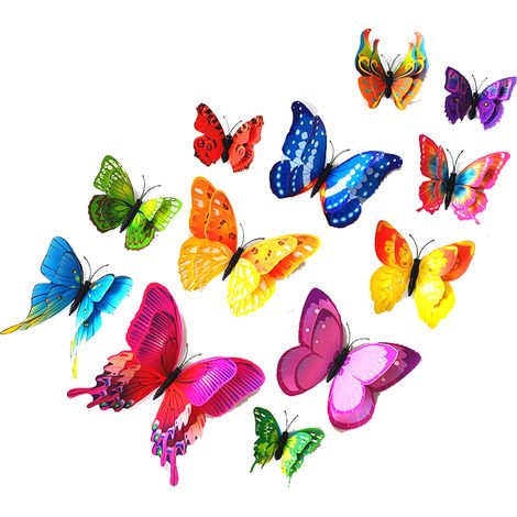 Autocollant Murale Papillon 3D Double Couche Simulation Réaliste Pour Salon Chambre Décoration Intérieure Lot De 1 (1/5)