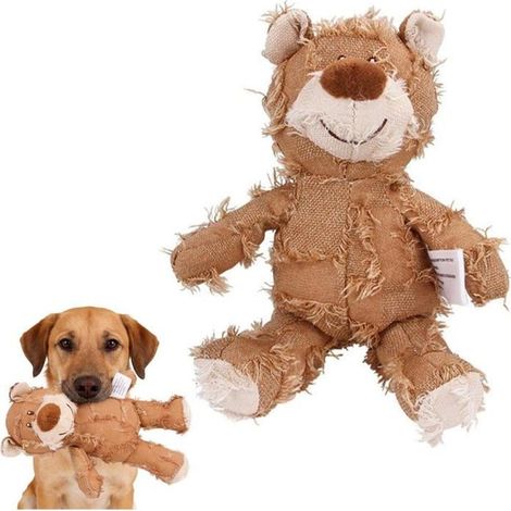 KLVGTIFS PU - Jouet couineur indestructible durable pour chiens à mâcher, jouet interactif pour dressage, jeu et divertissement (Marron,28cm) (1/5)