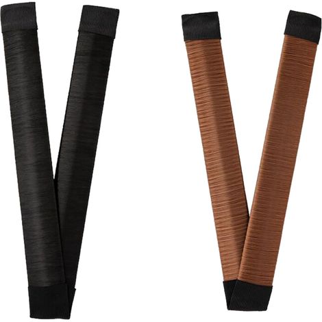 Chignon torsadé français, élastique à pression pour chignon (2 pièces, marron, marron foncé) (1/4)