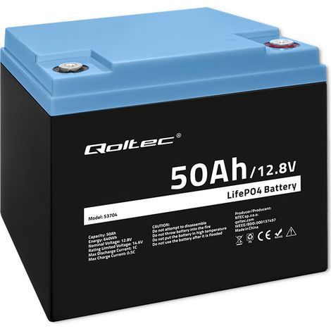 Qoltec LiFePO4 Lithium-Eisenphosphat-Batterie 12,8 V 50 Ah 640 Wh BMS (1/5)
