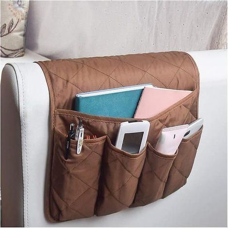 Organiseur de canapé-lit mi-fri, panier de rangement pour canapé-lit, sac de rangement pour téléphone, coffre de rangement, contrôleur de télévision marron