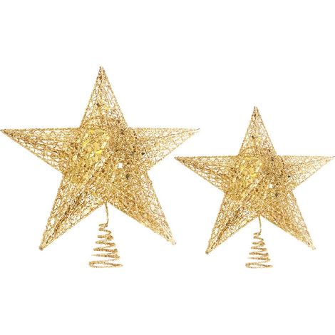 Étoile Pour Sommet De Sapin - En Fer - Dorée - 20 X 20 X 6 Cm - Pour Décoration De Noël - 2 Pièces (1/5)