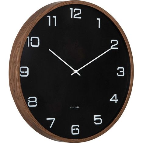 Horloge Murale Design Effet Bois Grand Format Aiguilles Fines et Chiffres Lisibles - PANGIVO (1/3)