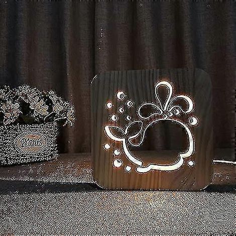 Lampe dauphin 3D créative en bois, veilleuse LED USB à motif dessin animéWhale (1/3)