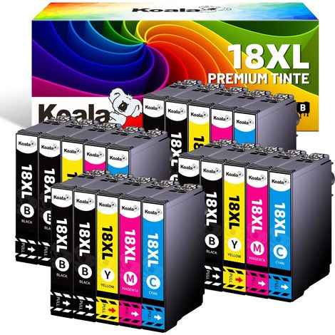 Cartouche d’Encre Compatible pour Epson 18XL T1811-T1814 pour Expression Home XP-102 XP-202 XP-305 XP-405 XP-205 XP-302 XP-402 XP-415 XP-412 XP-315 XP-312 (8 Noir, 4 Cyan, 4 Magenta, 4 Jaune) (1/5)