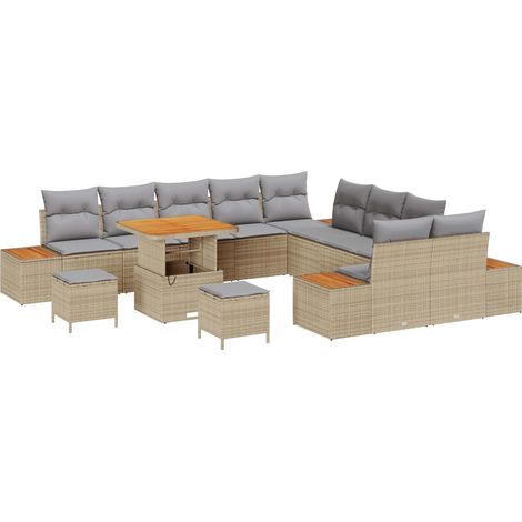 Maison Exclusive - Gartensofa-set mit Kissen 13 pcs Beige und Hel