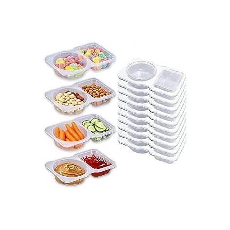 Lot de 10 récipients réutilisables pour condiments avec couvercles réutilisables pour pique-nique, travail, déjeuner (1/3)