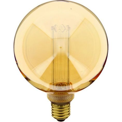 Ampoule LED décorative holographique en forme de globe (G125), verre ambre, culot E27, 4 W, 200 lm, lumière chaude blanche – idéale pour ambiance intérieure, salon, chambre ou décoration festive