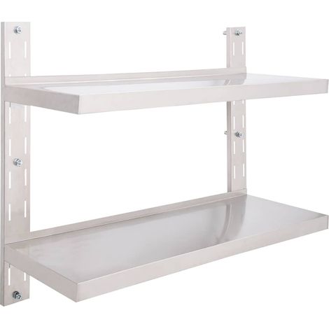 Wandregal mit 2 Ebenen Edelstahl 100x30 cm
