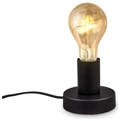 Lampe à poser rétro lampe de lecture métal noir mat douille E27 câble avec interrupteur lampe de chevet vintage Ø10cm (1/5)