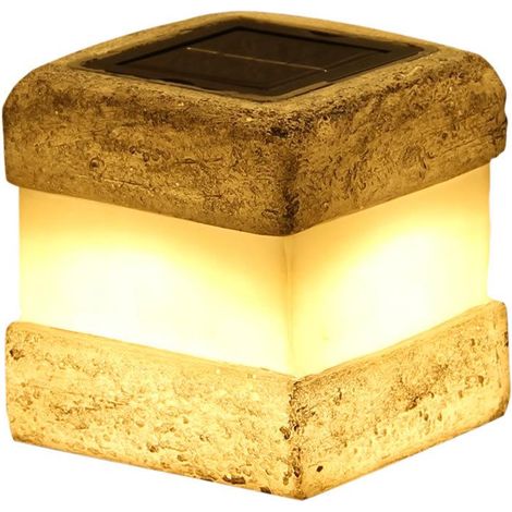 Lot de 1 Pierre Solaire Extérieur - Rocher Factice Paysage Étanche avec LED Lumineuse Chaude pour Jardin, Terrasse, Table (Gris) (1/5)