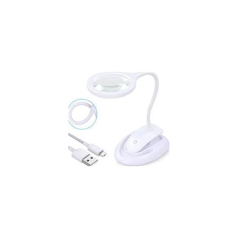 Loupe avec lumière, lampe grossissante 5X 10X avec support et pince, lampe grossissante de bureau rechargeable et à luminosité réglable pour la lecture de près Hobby Crafts Workbench Sewing (1/5)