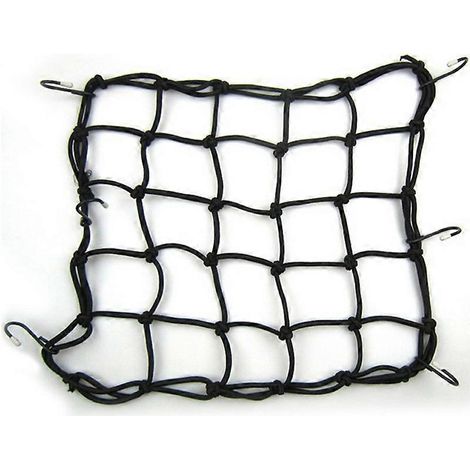 Filet à bagages élastique (40 x 40 cm) pour fixation de casque de vélo/moto, filet de transport pour sac (noir) (1/5)