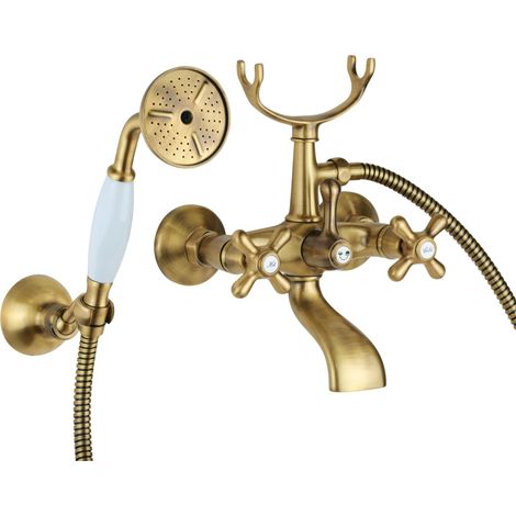 Grupo de baño externo con set de ducha en color bronce Gattoni Calypso 1150150V0  Bronce - Con set de ducha