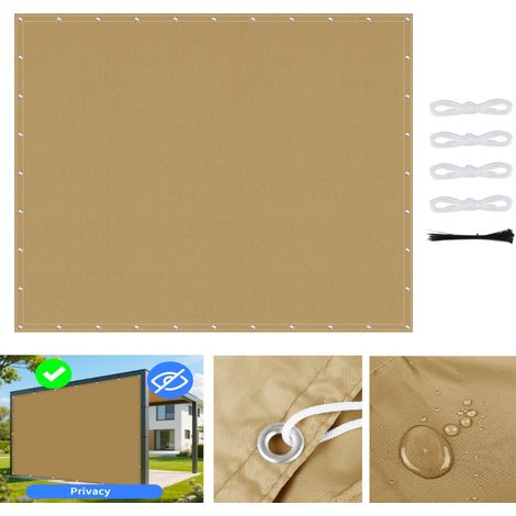 (Jaune sable, 23M) Voile d'ombrage avec œillets, imperméable, protection UV 95%, écran d'intimité pour pergola de jardin. (1/5)