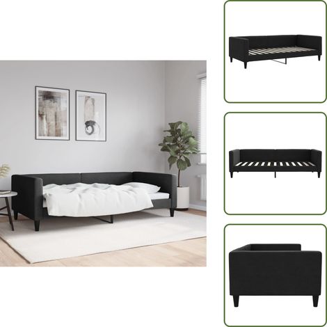 Sofá cama 2 en 1 - vidaXL Sofá cama sin colchón tela negro 100x200 cm - Sofá cama moderno