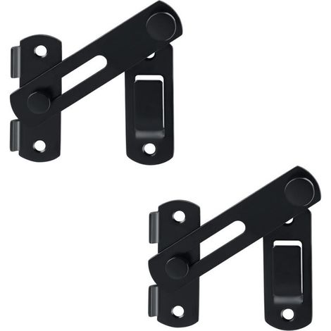 2pcs Verrou Porte Coulissante Serrure Volet Loquet Porte Verrou Portail à Bascule Boulon avec Vis pour Porte, Fenêtre, Placard et Jardin, Finition Noir Mat en Acier Inoxydable