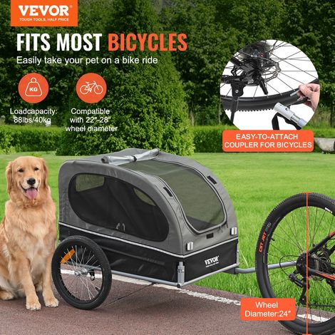 Remorque de Vélo Chien Pliable Charge 40 kg Porte Animaux de Compagnie de Vélo Cadre Facile à Plier avec Roues à Dégagement Rapide,… (1/5)