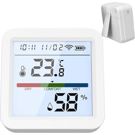 Temperatur und Feuchtigkeitsmonitor intelligentes Hygrometer 2,2 x 2,2 Zoll drahtloser digitaler Detektor hochpräzise Sensoren tragbares Wetterüb (1/5)