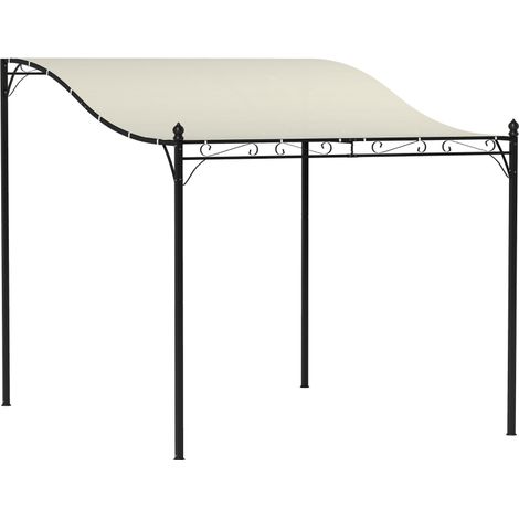 3 x 2.5 m Pergola, Wandmounted Garden Pavilion, Wasserbeständig, Metallrahmen, Ablauflöcher, Schattendach, Cremeweiß (1/5)
