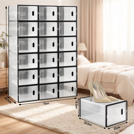 Boîtes de rangement empilables modulables pour chaussures, livres et jouets, lot de 18 caisses de stockage, vendu par lot de 18 (1/4)