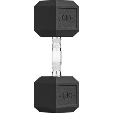 Sechseckige 20-kg-Hantel aus Stahl und Gummi für Fitnessstudio, Zuhause und Büro, schwarz (1/5)