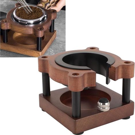 Porte-filtre à expresso en bois avec base antidérapante, support stable pour porte-filtre de 51 à 58 mm, préparation du café simple et efficace