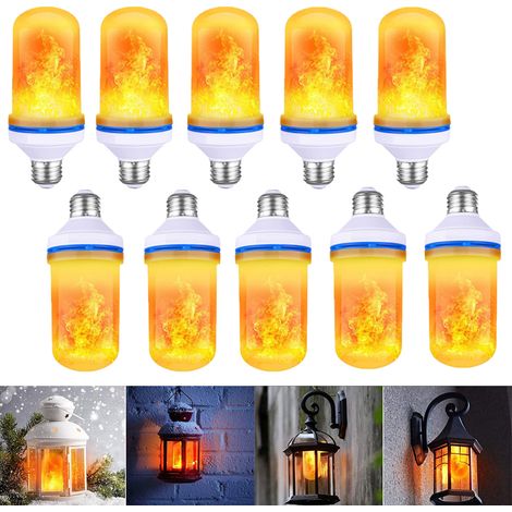 10pcs Ampoule Clignotante E27 5W, Lumière De Feu Jaune, Lumière De Noël, Halloween, Fête De Vacances, Décor De Bar, Lumière De Flamme (1/5)