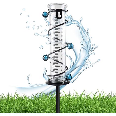 Pluviometre Exterieur Jardin avec Support Métal, Pluviomètre de jardin en Verre avec Échelle Claire, Résistant au Gel, Outil de Mesure des Précipitations pour Jardin, Pelouse, Cour et Terrasse (1/5)