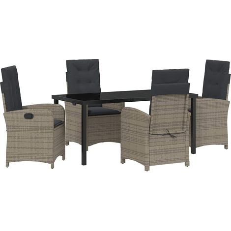 Maison Exclusive - Set da Pranzo per Giardino con cuscino 5 pcs Grigio polyrattan (1/5)